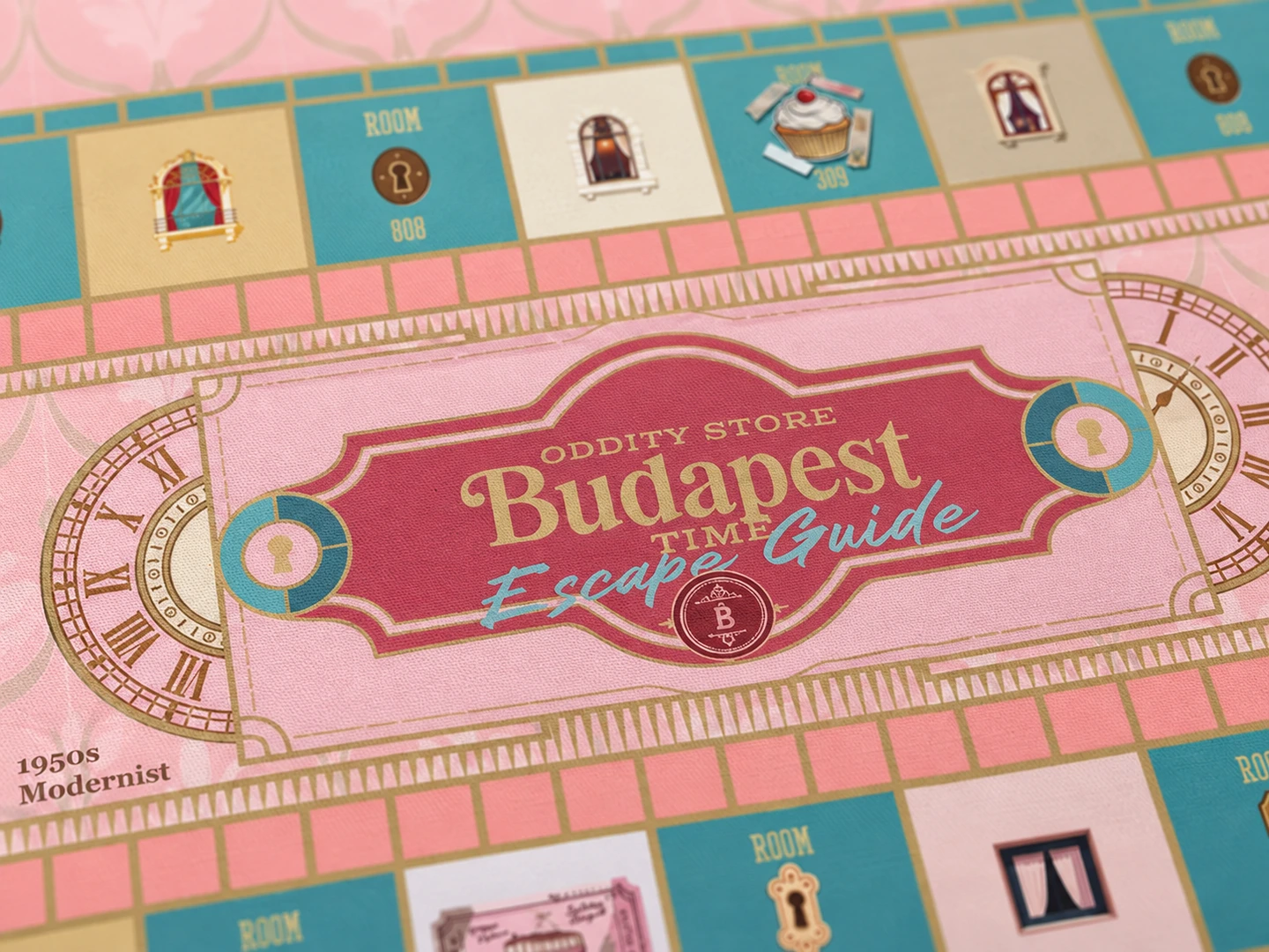 Budapest Time-Escape Chess Desk Mat — Surface detail