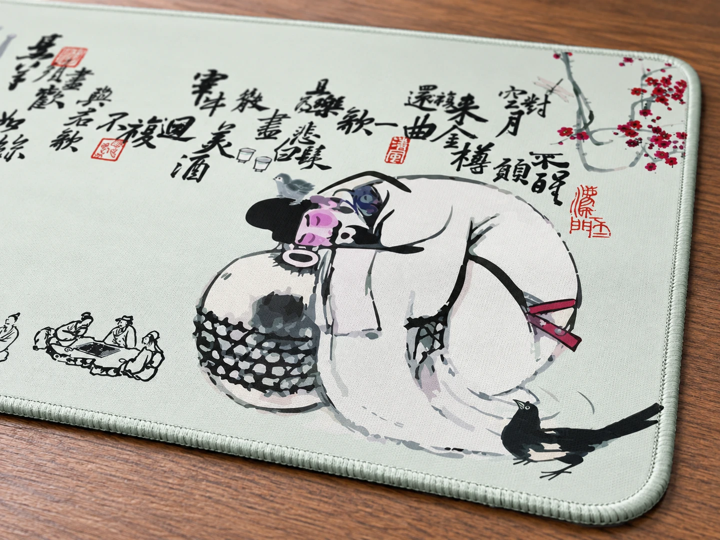Pouring Wine Desk Mat — Edge stitching