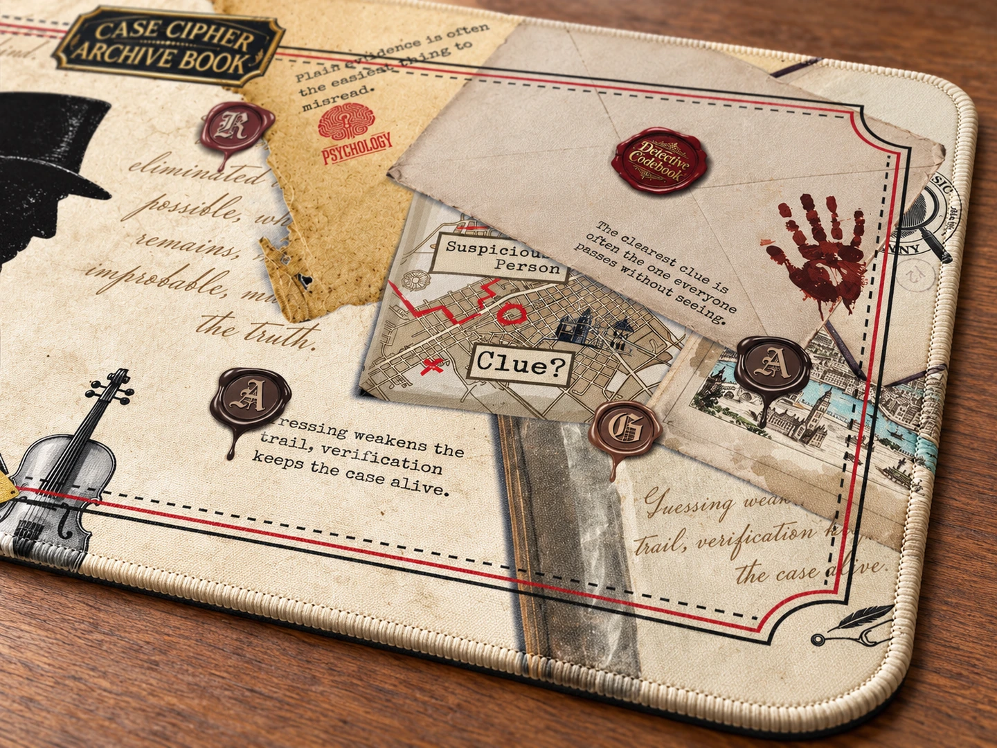 221B Codebook Desk Mat — Edge stitching