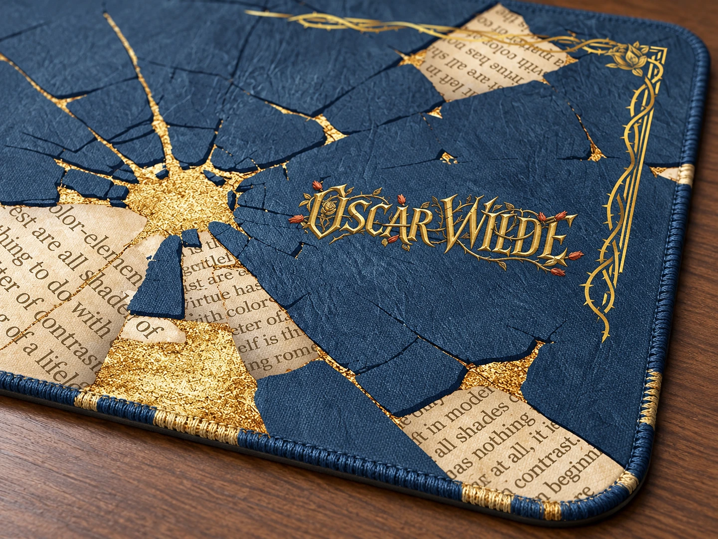 Wilde: Splendor & Sorrow Desk Mat — Edge stitching