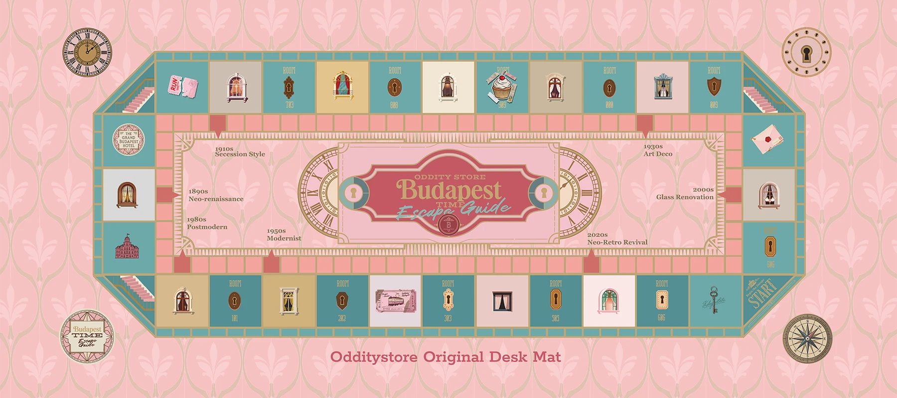 Budapest Time-Escape Chess Desk Mat
