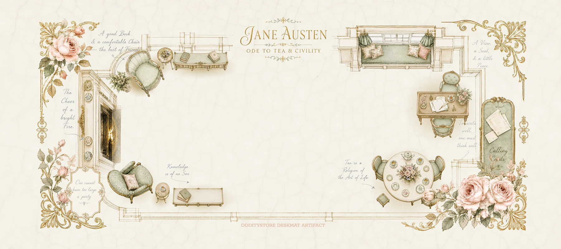 Jane Austen: A Tribute in Tea Desk Mat