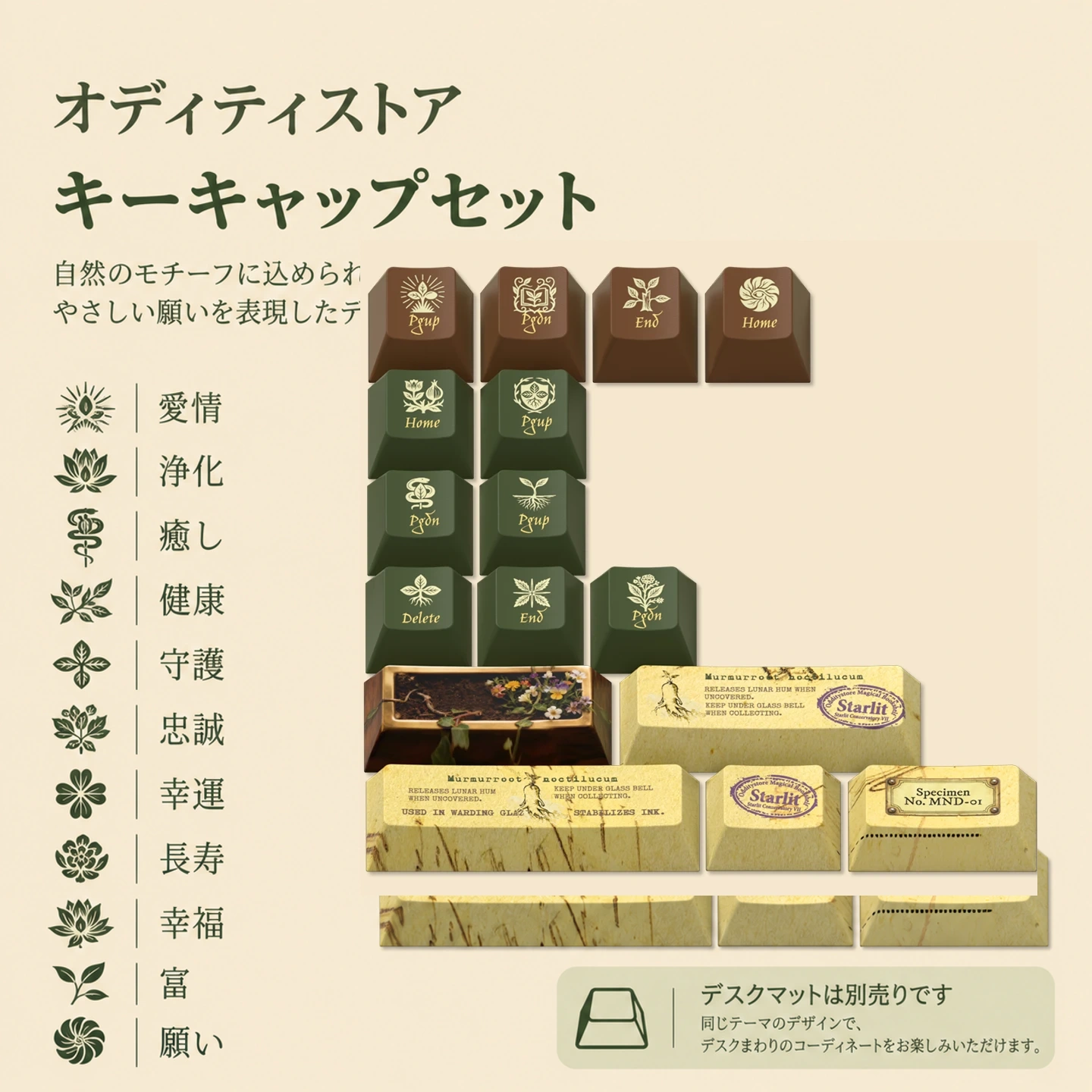 植物温室ノート キーキャップセット 5