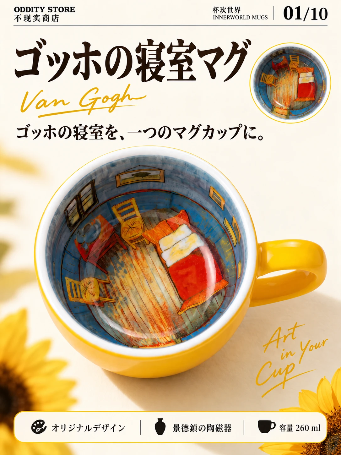 ゴッホの寝室マグ 製品詳細 1